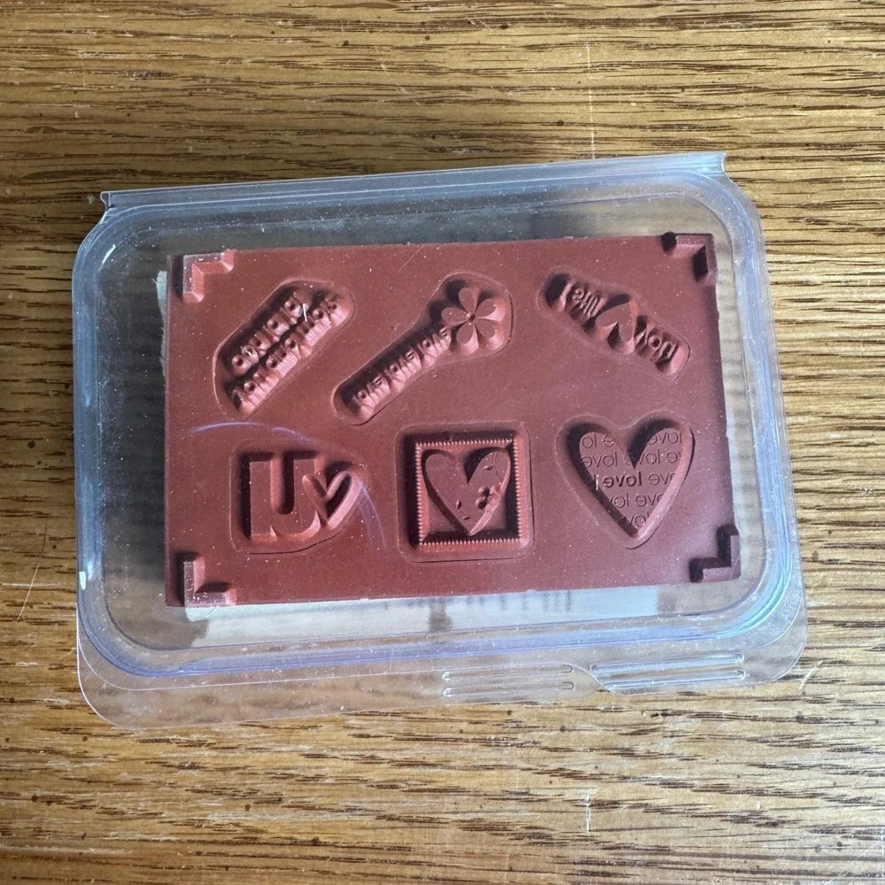 Stampin Up You & Moi Wood Mount Rubber Stamp Set 6pc Heart‎ Love French 111716